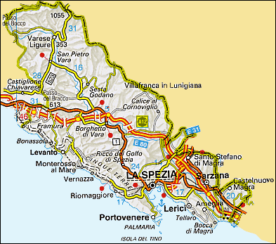 Cartina della Provincia della Spezia